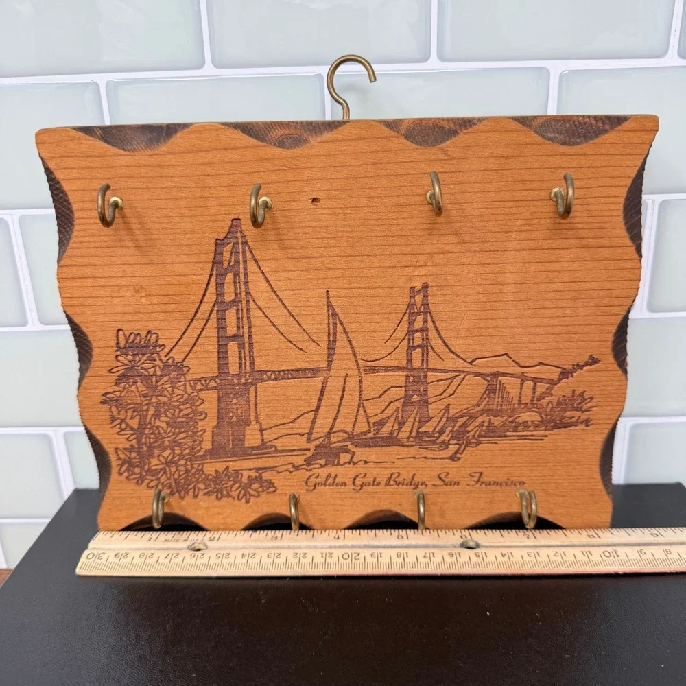 Vintage Redwood Golden Gate Bridge Key Holder Muir Woods‎